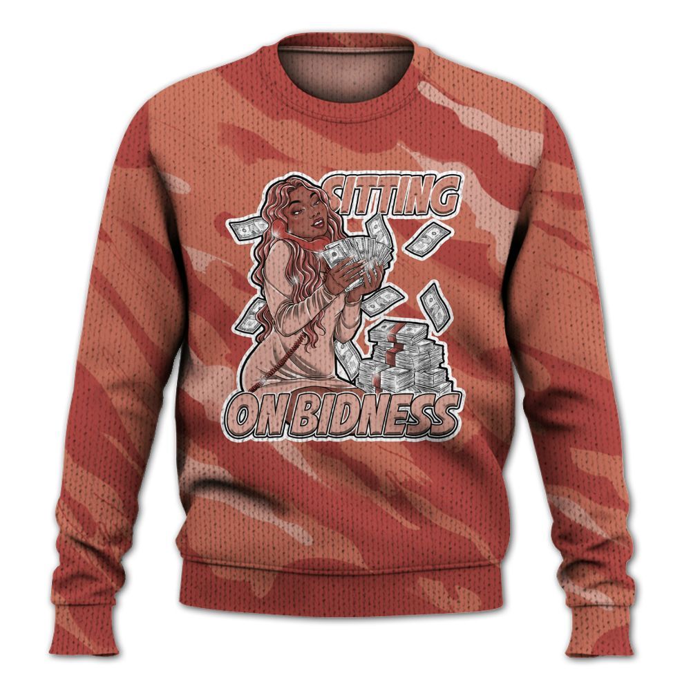 Knitted Sweater To Match Dune Red 13s - Bidness Colored