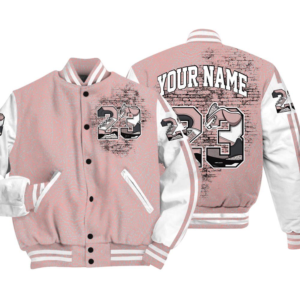 Varsity Jacket To Match Varsity Custom Name Number 23 5s, Red Stardust 3s Baseball - To Match Sneaker Red Stardust 3s Graphic Tee 1904 HDT