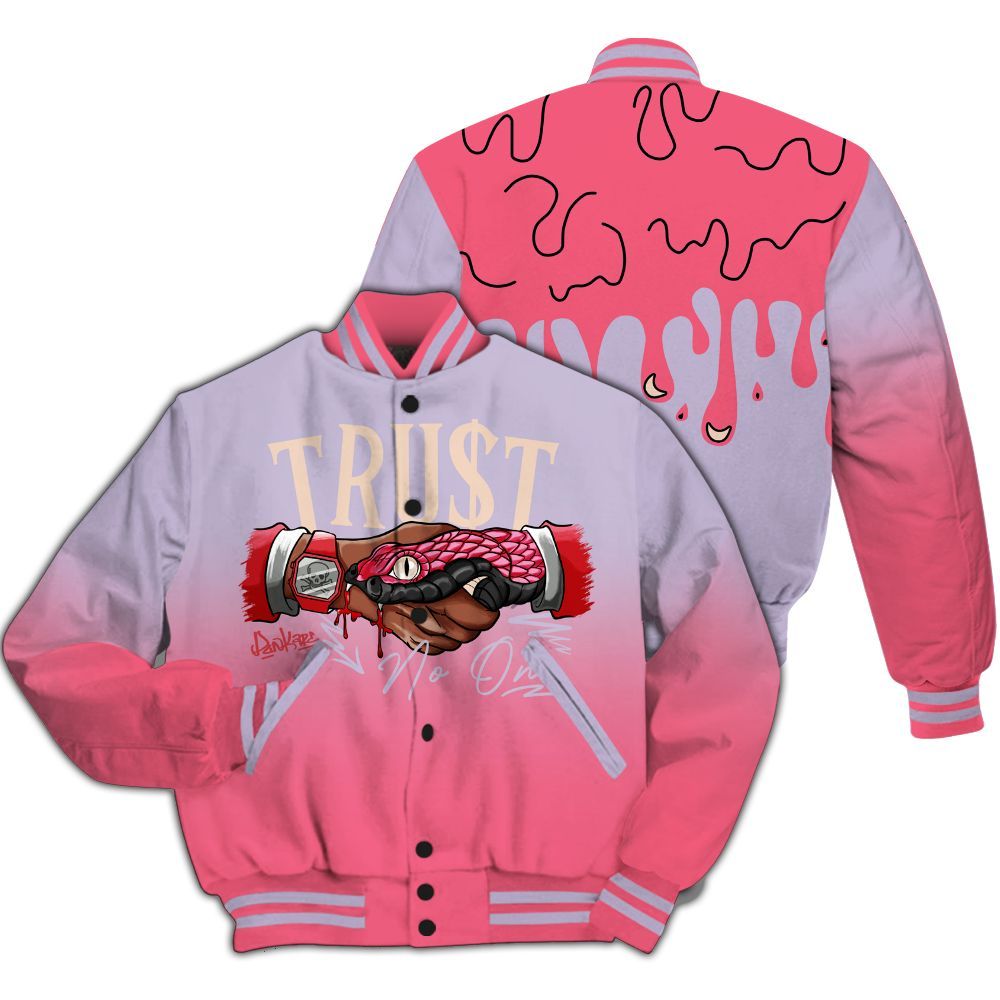 Varsity Jacket To Match Peanut Butter Jelly 5s - Trust No One Drip All Over Print