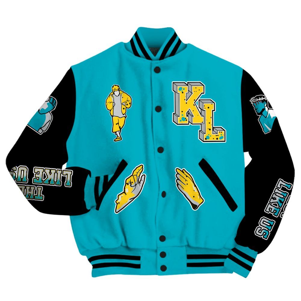 Varsity Jacket To Match Retro Aqua 5s - Dislike Us Graphic All Over Print