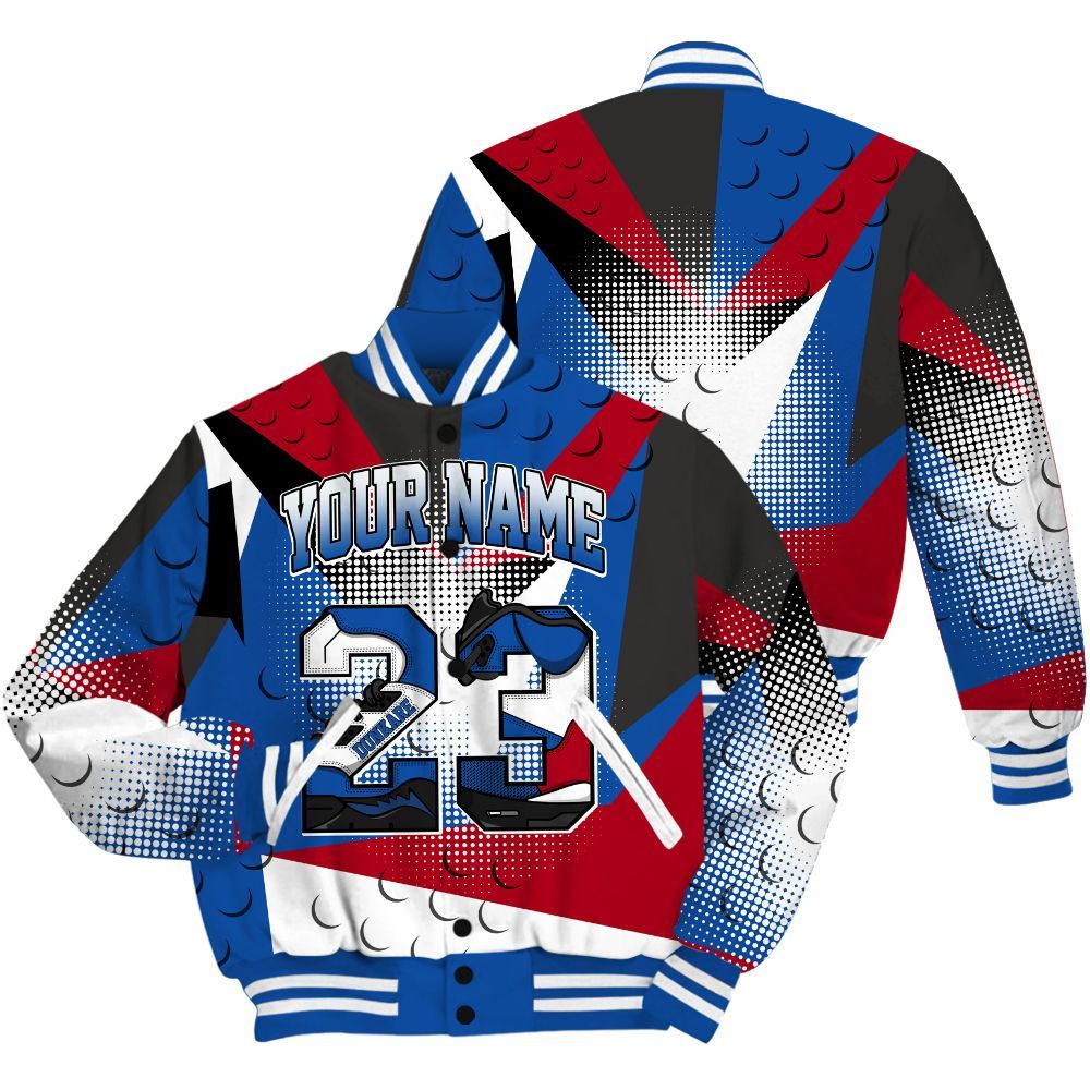 Varsity Jacket To Match Air Griffey Max Black Red Navy Blue 1s Shirt, Poly Custom Name Number 23 5s All Over Print