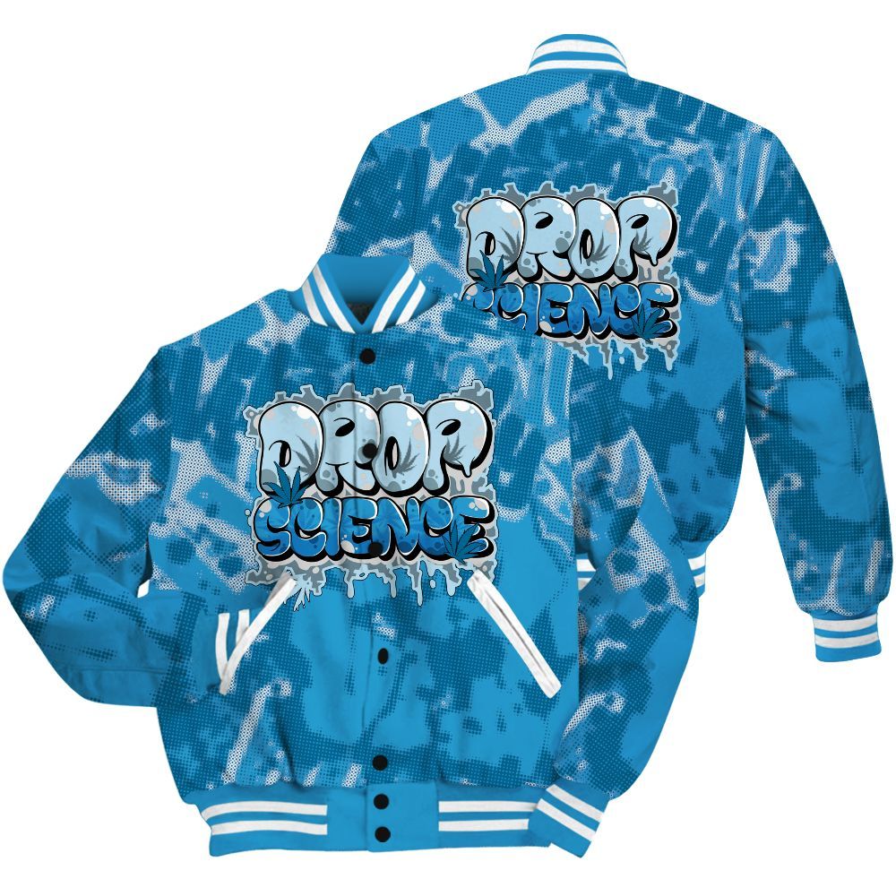 Varsity Jacket To Match Powder Blue 9s Shirt - Drop Science Street All Over Print