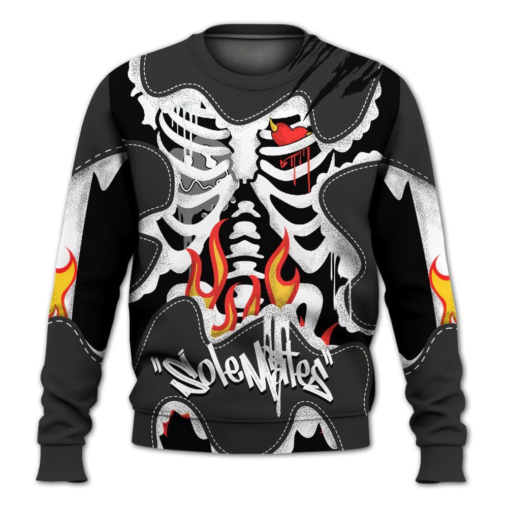 Sweatshirt To Match White Thunder 4s - Skeleton Burning Heart Drip All Over Print