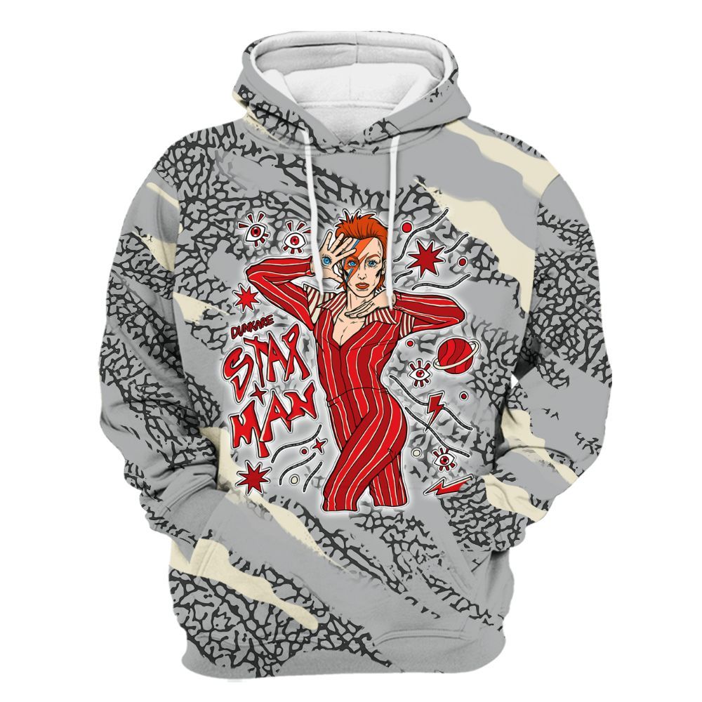 Hoodie To Match Cement Grey 3s - Starmans Graphics Colored All Over Print