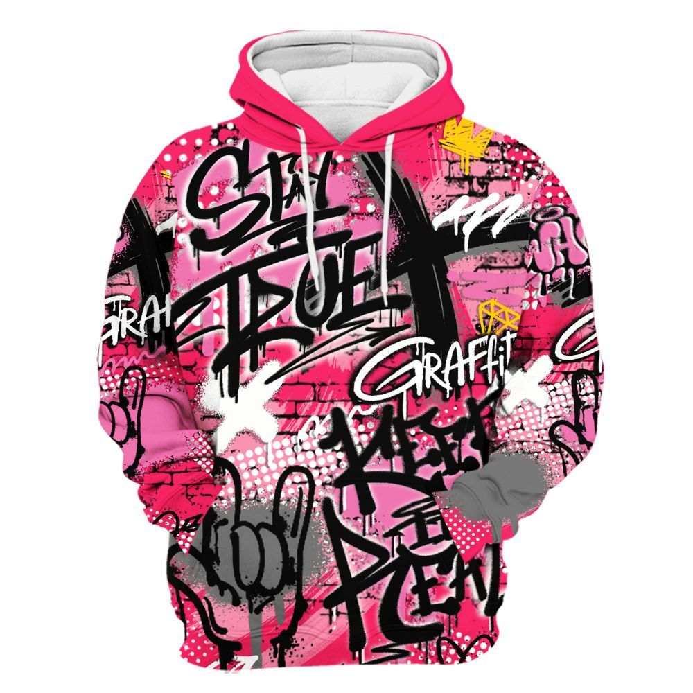 Hoodie To Match Air VaporMax Plus Triple Pink - True It Real Graffiti Streetwear All Over Print