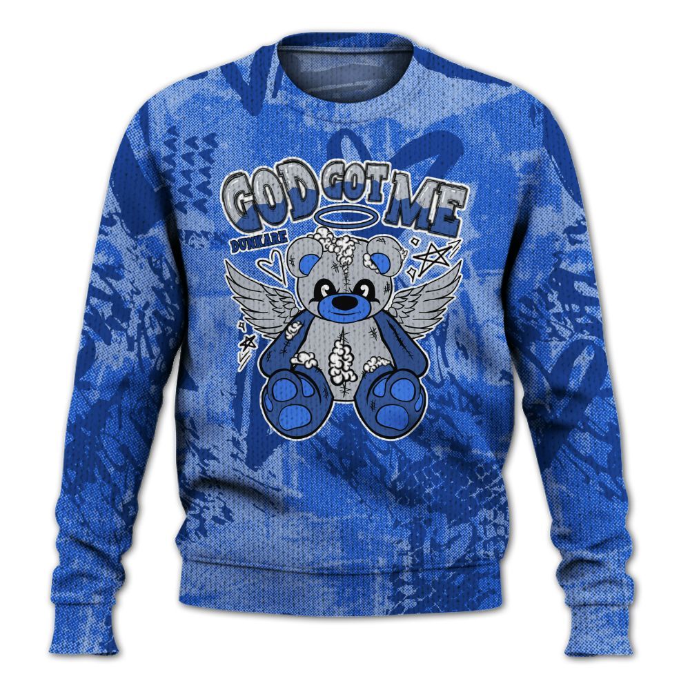 Knitted Sweater To Match Air Foamposite One Royal - Gods Guides Me Bear Heart Grunge