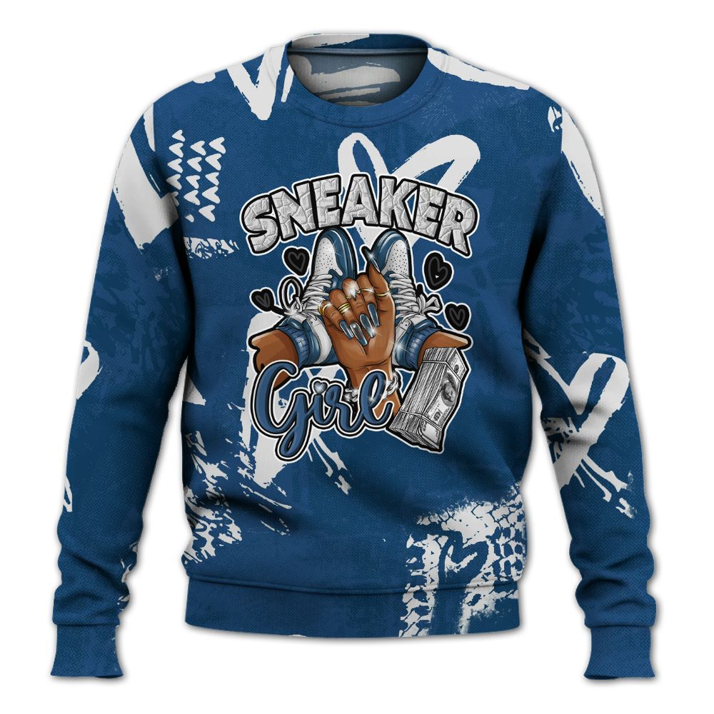 Sweatshirt To Match High OG Midnight Navy 1s - Sneakerz Girlz Heart Grunge All Over Print