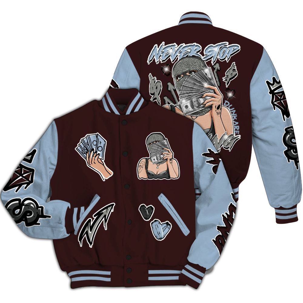 Varsity Jacket To Match Burgundy 5s - Hustling Unique All Over Print