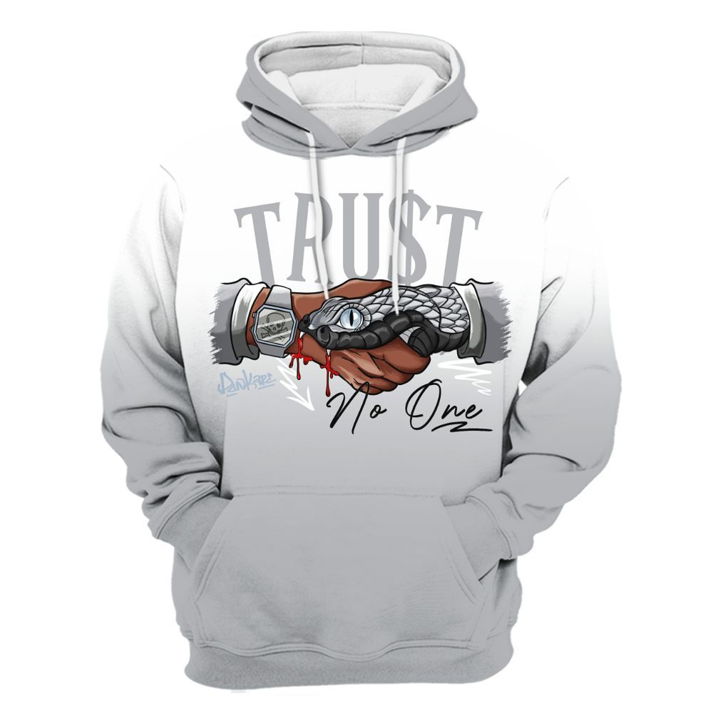 Hoodie To Match Low OG Wolf Grey 1s - Snake Trust No One Drip All Over Print
