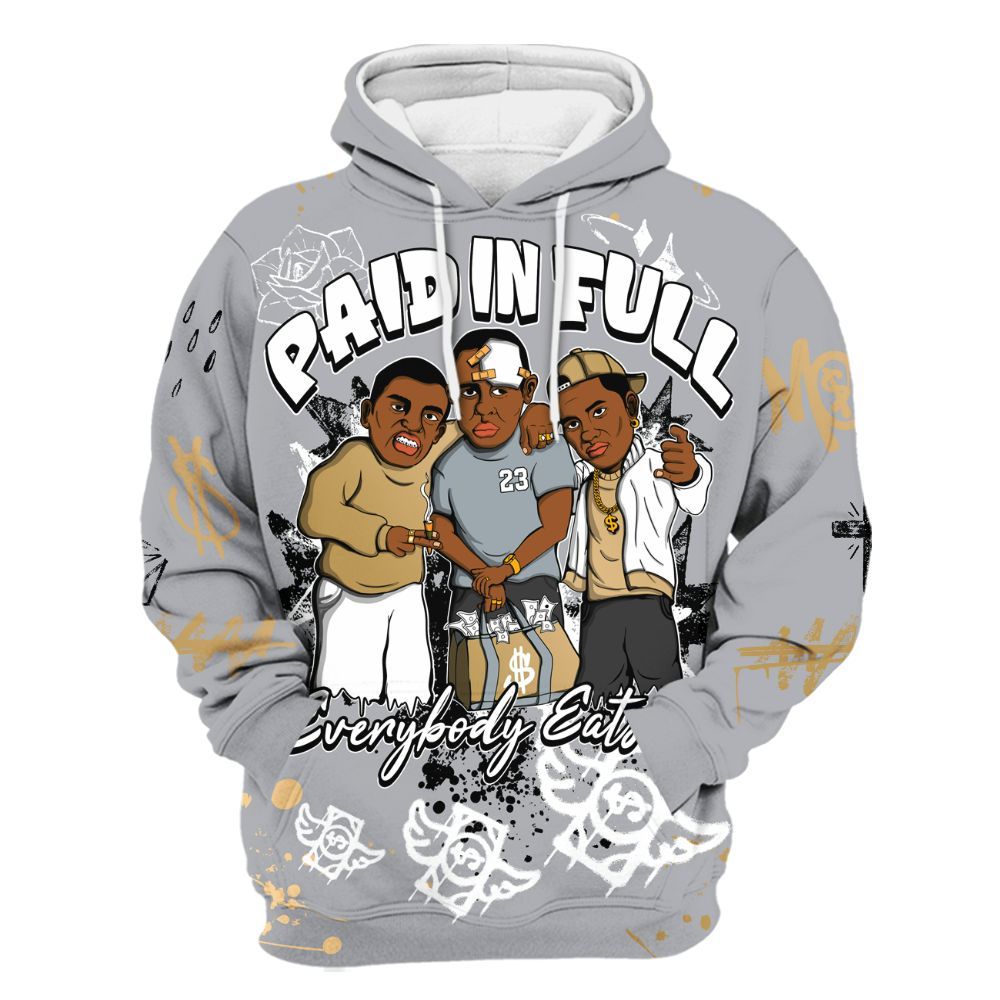 Hoodie To Match Retro High OG Cool Grey 1s - Everybody Paid In Full Crayon All Over Print