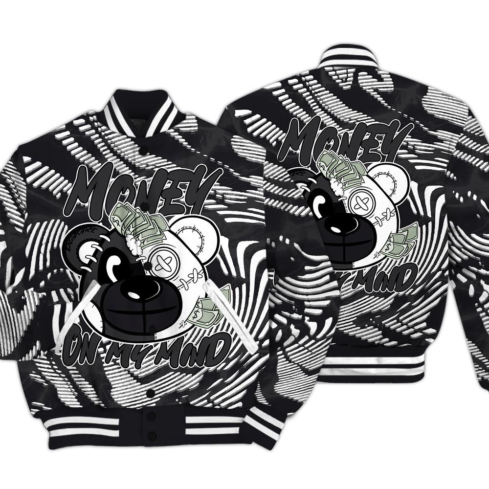 Varsity Jacket To Match White Thunder 4s - Money On My Mind Bear Fume Varsity Jacket Unisex