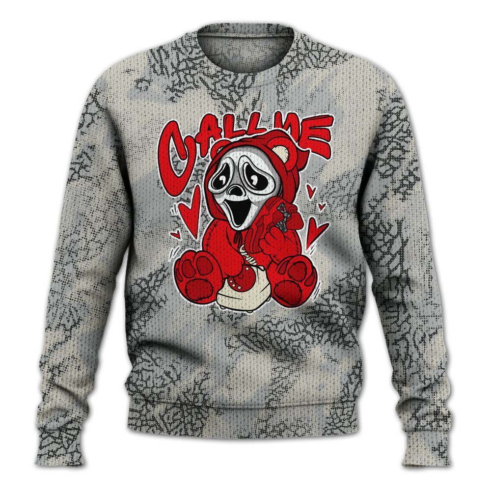 Knitted Sweater To Match Cement Grey 3s - Call Me Bear Abstract Halftone