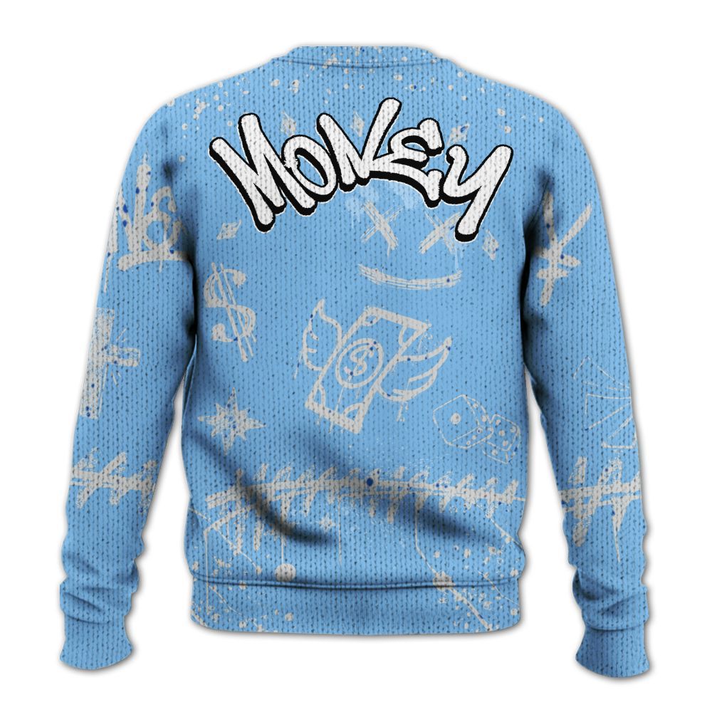 Knitted Sweater To Match University Blue 5s - Everybody Paid In Full Crayon