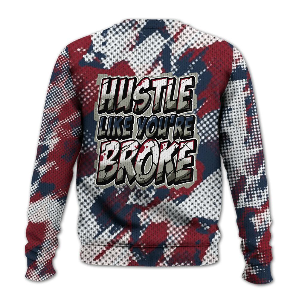 Knitted Sweater To Match Navy Blue 2024 6s - Hustles Like Broke Abstract