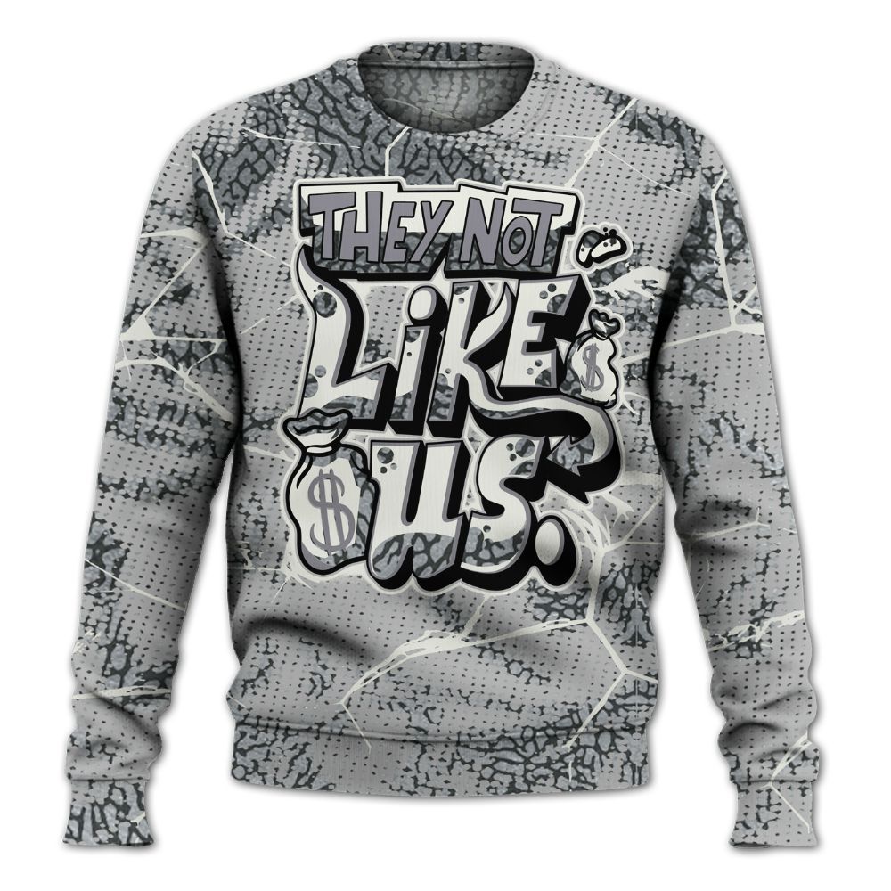 Sweatshirt To Match Cement Grey Silver 3s - Dislike Us Crack All Over Print