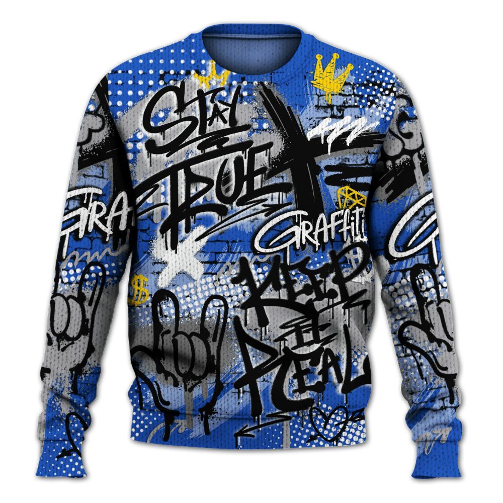 Knitted Sweater To Match Retro Stealth 5s - True It Real Graffiti Streetwear
