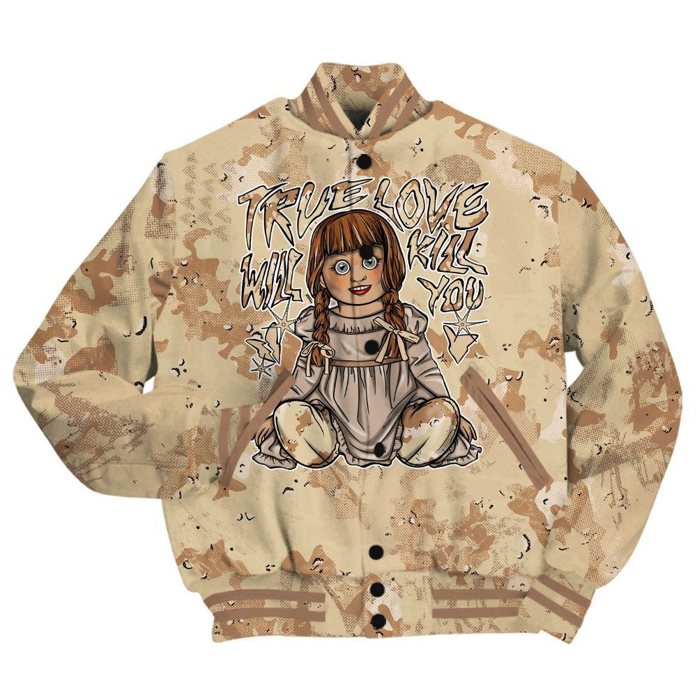 Varsity Jacket To Match Desert Camo 3s Shirt - Genuine Loves Bear Heart Grunge All Over Print