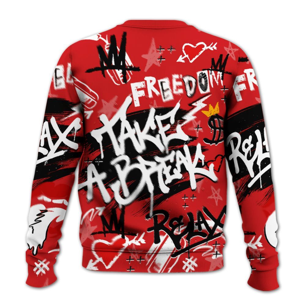Sweatshirt To Match Low Bred 11s - Take Break Freedom Graffiti Streetwear All Over Print