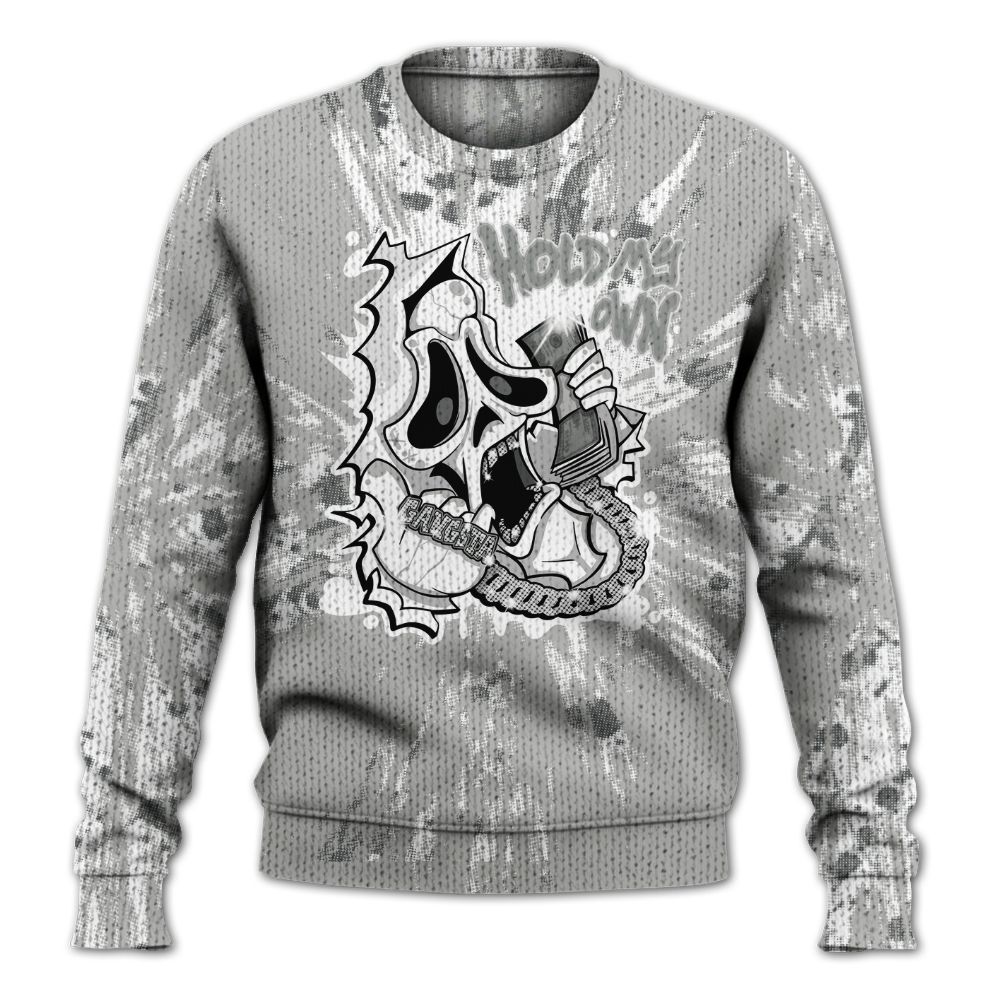 Knitted Sweater To Match Retro Wet Cement 4s - Hold My Own Graphic Halloween