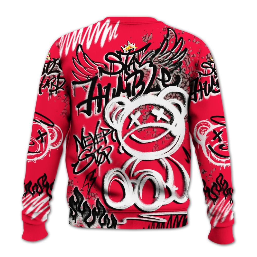 Sweatshirt To Match Retro Fire Red 3s - Humble Drip Streetwear Graffity All Over Print
