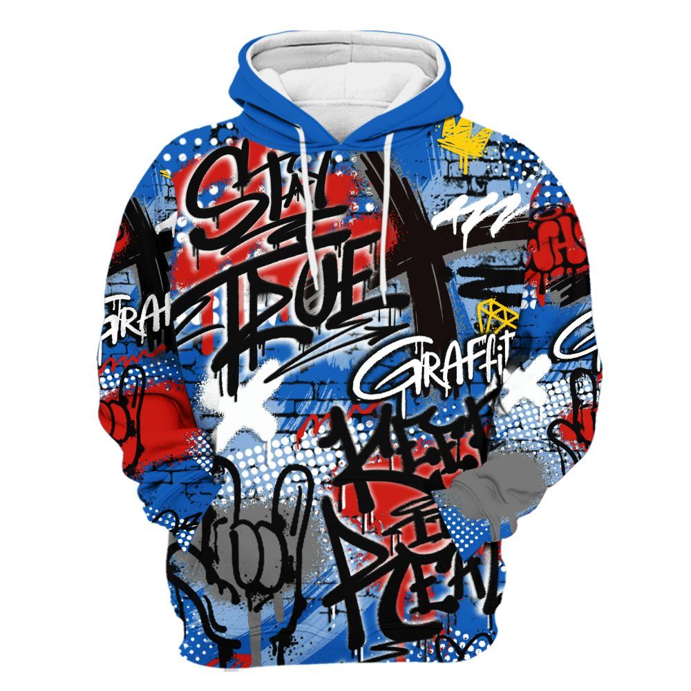 Hoodie To Match Kobe 6 Game Royal - True It Real Graffiti Streetwear All Over Print