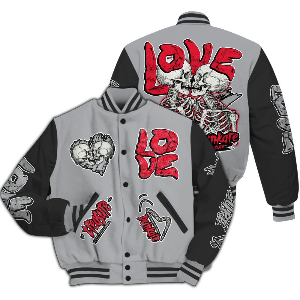 Varsity Jacket To Match Black Cement 3s - Skull Bear All Over Print