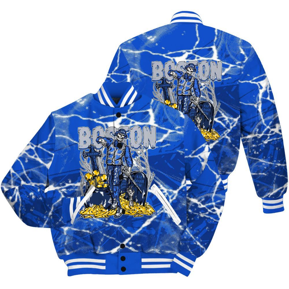 Varsity Jacket To Match Air Foamposite One Royal Shirt - Goldrush Skeleton Profound All Over Print