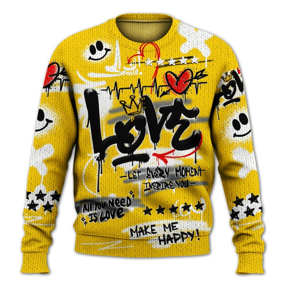 Knitted Sweater To Match Corteiz Air Max 95 Tour Yellow - Happy Love Beats Graffiti Streetwear