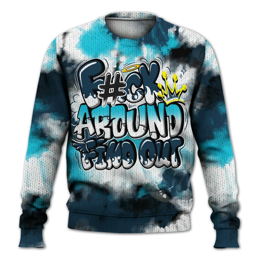 Knitted Sweater To Match Air Navy Baltic Blue - Tie Dye FK Around Find Out