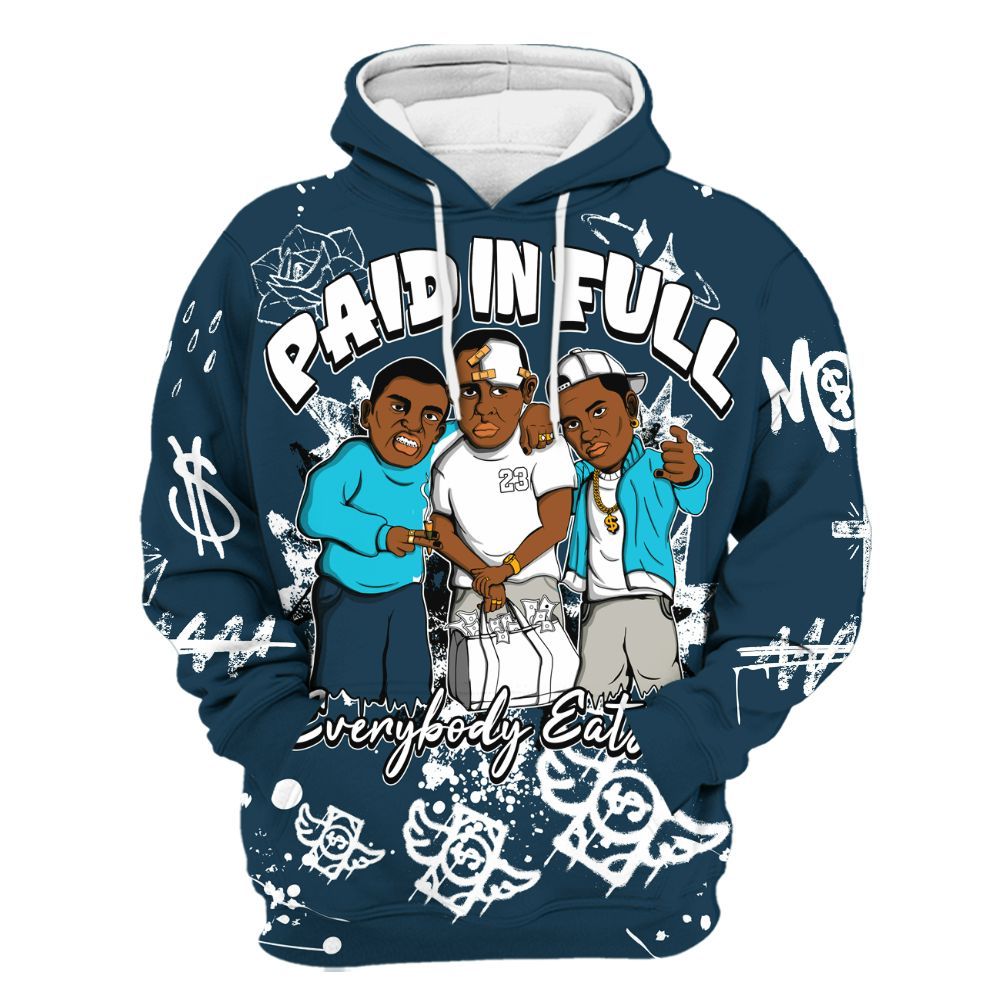 Hoodie To Match Air Navy Baltic Blue - Everybody Paid In Full Crayon All Over Print