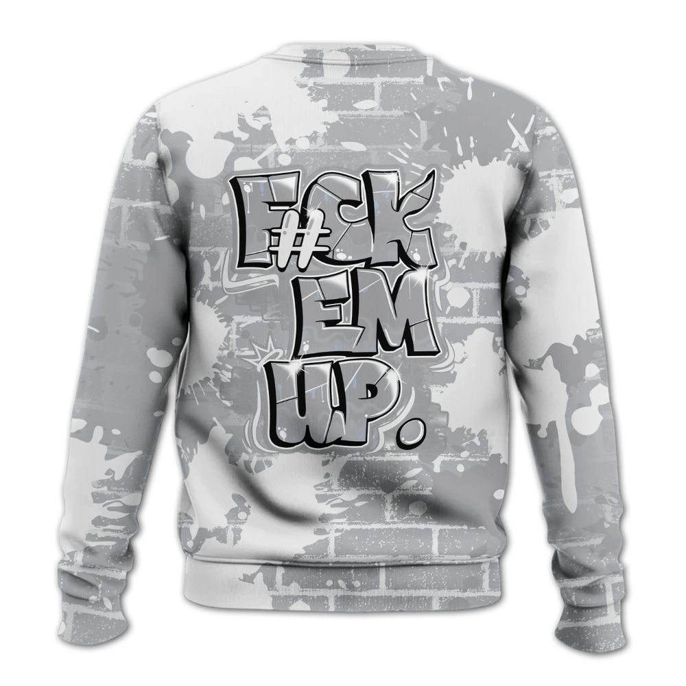 Sweatshirt To Match Low OG Wolf Grey 1s - F#ck Em Graphic Brick Art All Over Print