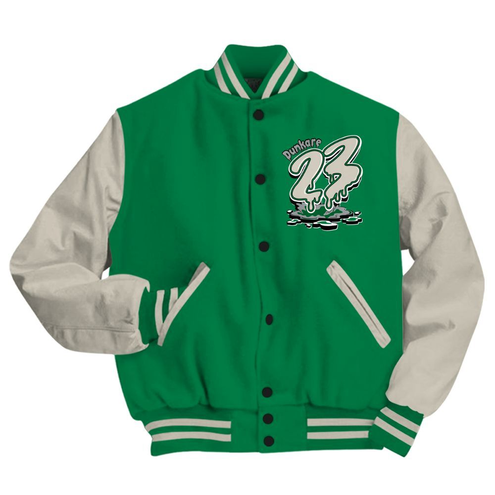 Varsity Jacket To Match Lucky Green 2s - Custom Name 23 Drip All Over Print