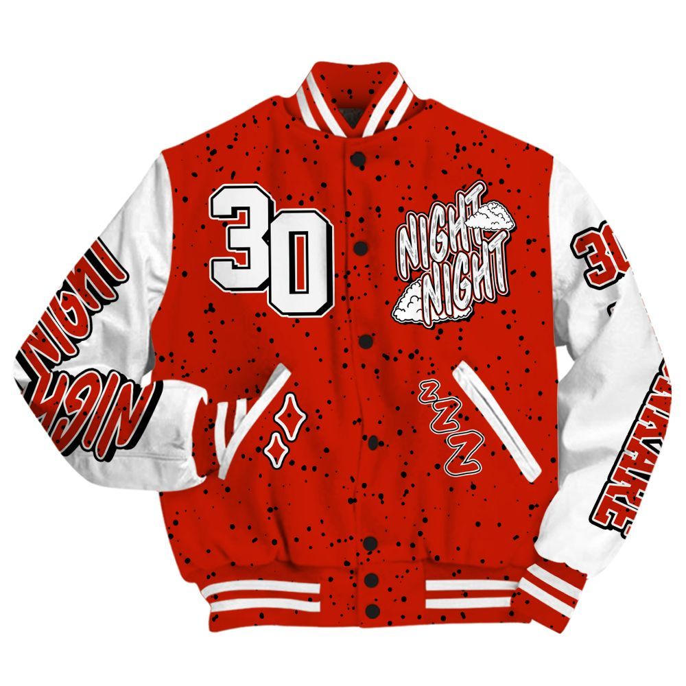 Varsity Jacket To Match Red Cement 4s - Seeya Skeleton All Over Print