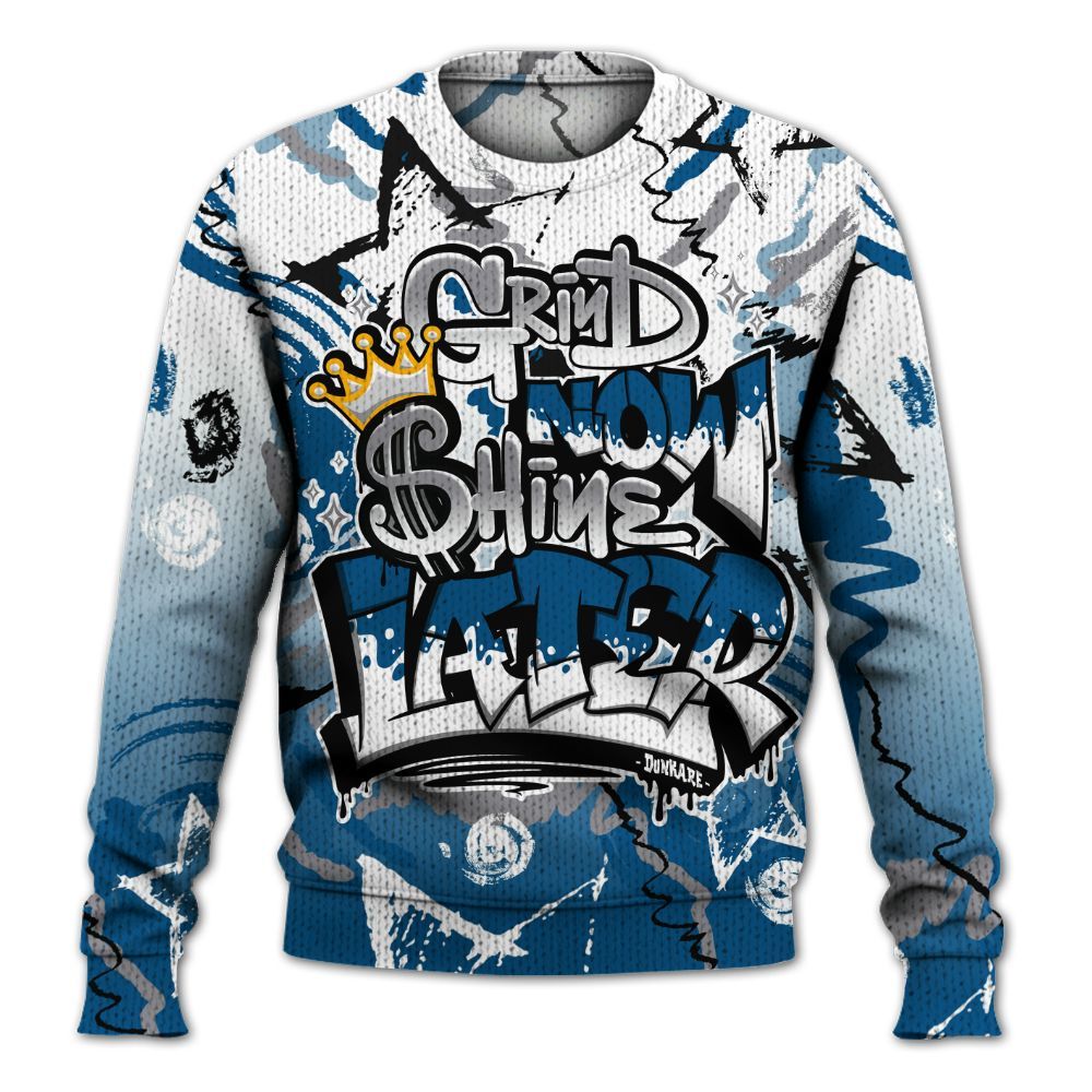 Knitted Sweater To Match High OG True Blue 1s - Grind Shine Later Drip