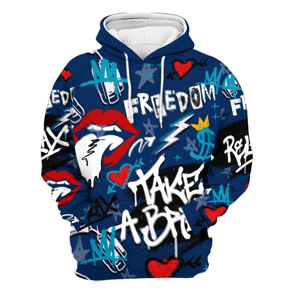 Hoodie To Match Kobe 5 X-Ray - Take Break Freedom Graffiti Streetwear All Over Print
