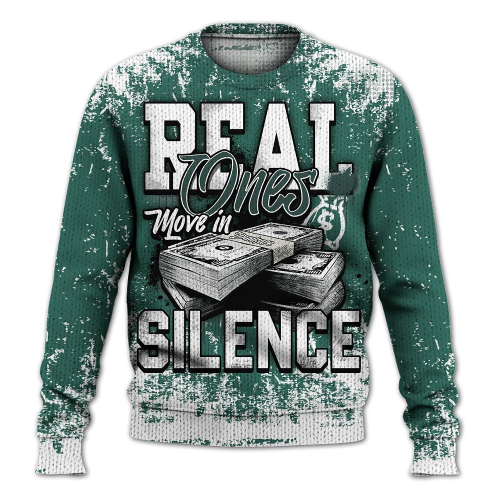Knitted Sweater To Match RM Oxidized Green 4s - Move In Silence Money Street Retro