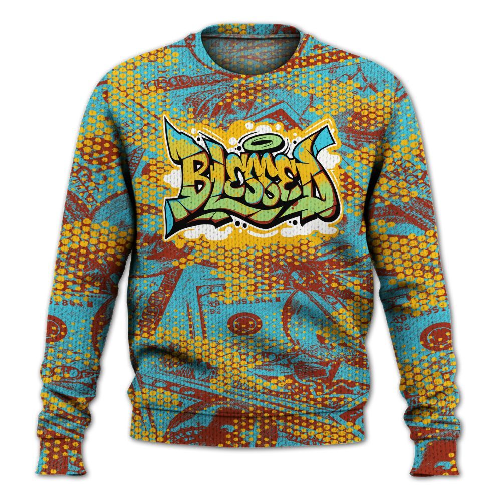 Knitted Sweater To Match SB Dunk Di'Orr Greenwood - Blessing Graphic Banknotes