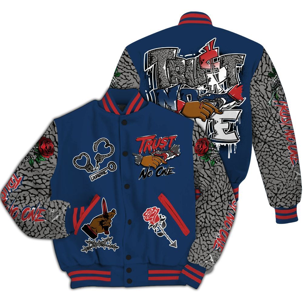 Varsity Jacket To Match SP Sport Royal 3s - Trust No One Dripping All Over Print