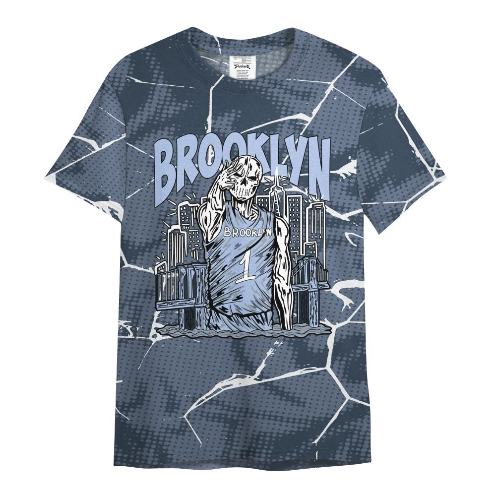 Shirt To Match Low Diffused Blue 11s - Brooklyn's Skeleton Crack All Over Print