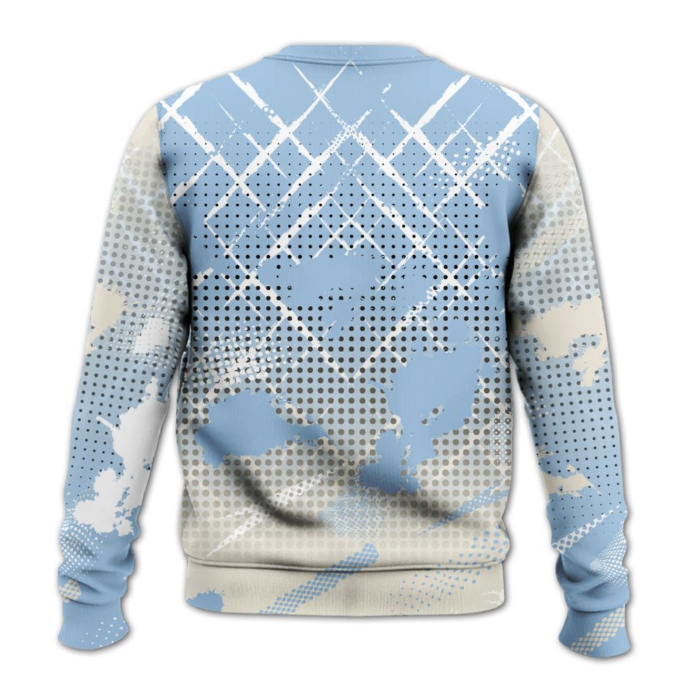 Sweatshirt To Match Retro High OG Pale Ivory Psychic Blue 1s - Halftone Stand Business Dripping All Over Print