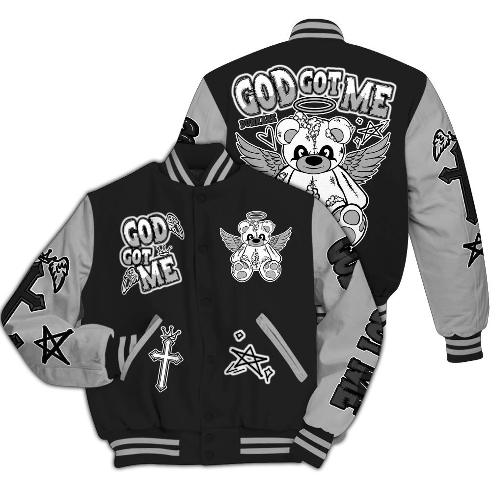 Varsity Jacket To Match NOCTA Black 2s - Gods Guides Me Bear All Over Print