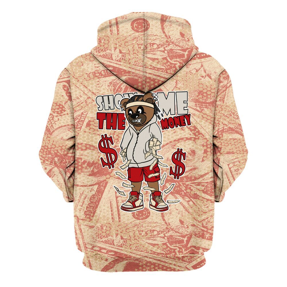 Hoodie To Match Dunk Low Strawberry Waffle - Show Me Bear Banknotes Art All Over Print