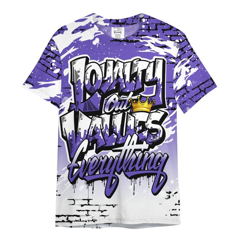 Shirt To Match Field Purple 12s - Values Of Loyalty Drip All Over Print