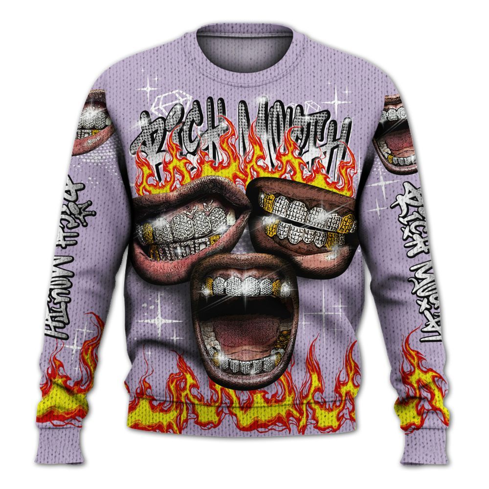 Knitted Sweater To Match Low Pure Violet 11s - Rich Mouth Fire Rap Retro 90s