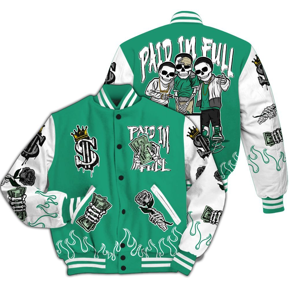 Varsity Jacket To Match Pine Green 4s - Fire Everybody Paid In All Over Print