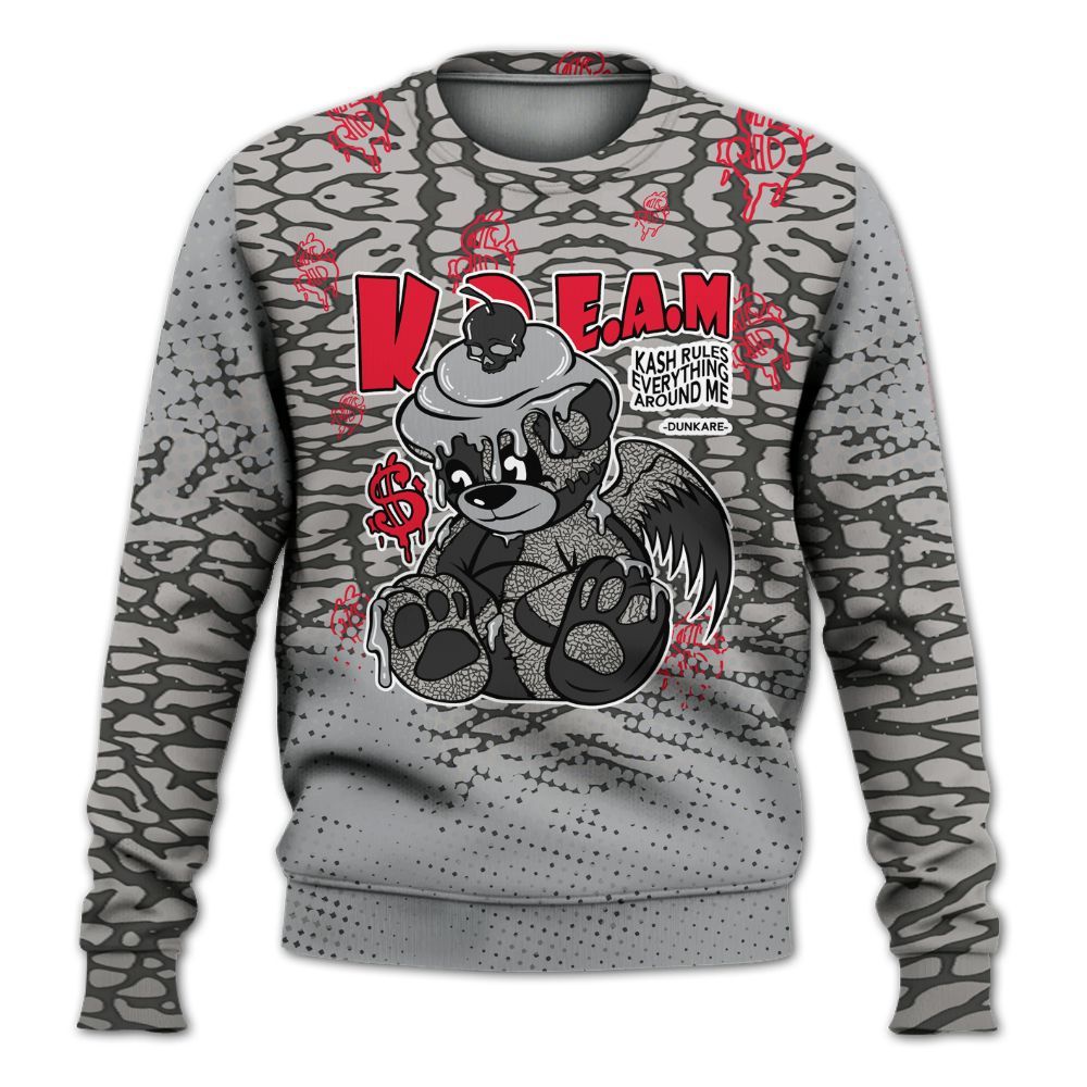 Sweatshirt To Match Black Cement 3s - Loot Bear Unique Drip All Over Print