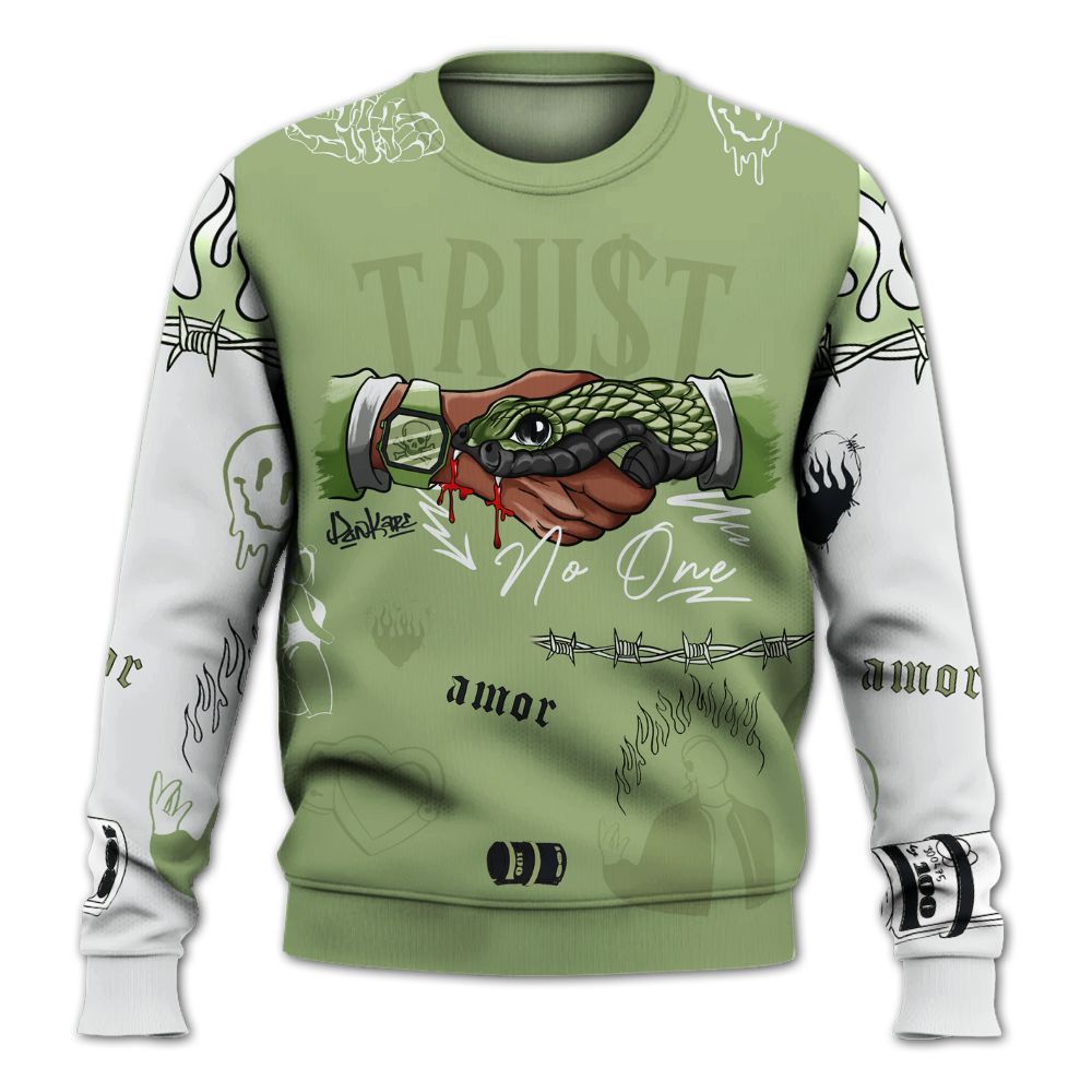 Sweatshirt To Match Oil Green 4s - Snake Trust No One All Over Print