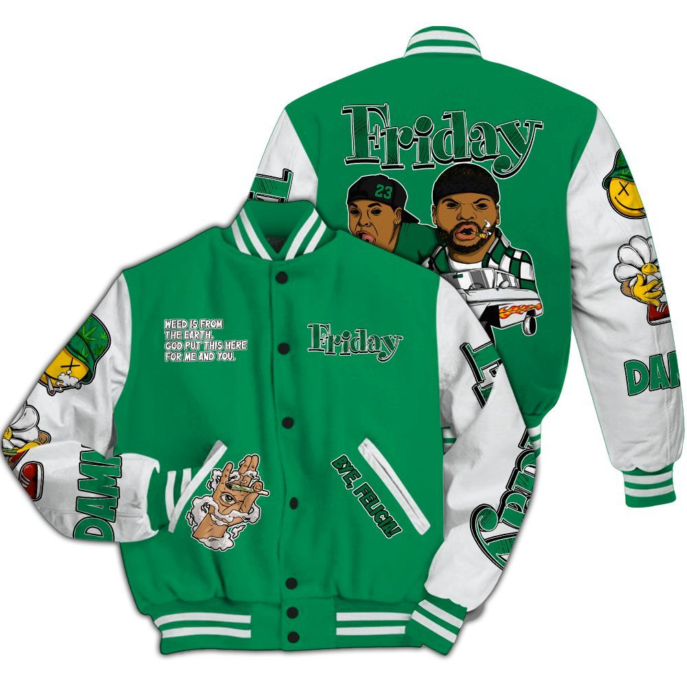 Varsity Jacket To Match Mid Lucky Green 1s - Friday Sneaker Stress Style All Over Print