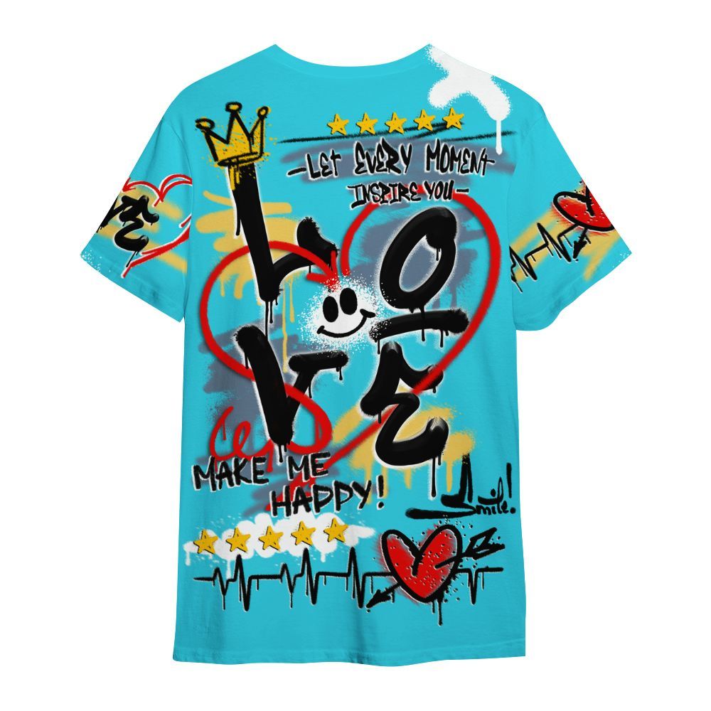 Shirt To Match Retro Gamma Blue 11s - Happy Love Beats Graffiti Streetwear All Over Print