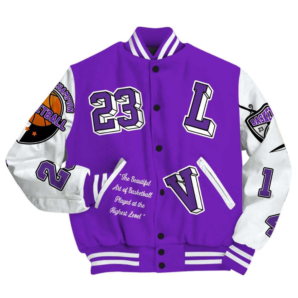 Varsity Jacket To Match Retro Dark Iris 3s - The GOAT Got Em Streetwear All Over Print